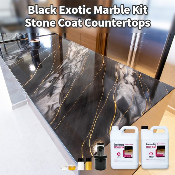 Black Exotic Marble Epoxy Kit With Table Top Epoxy Resin For Countertops & Surface Coating